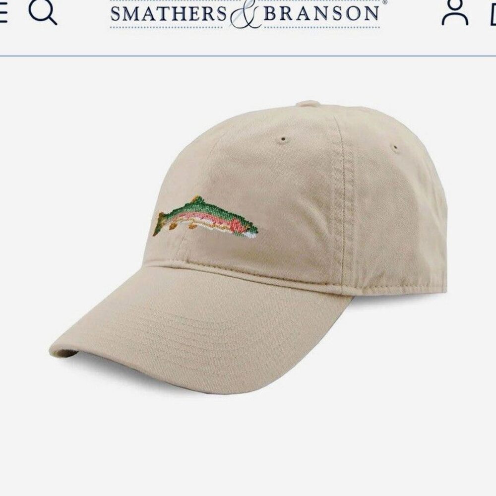 Smathers & Branson Big Trout Hat Stone Cotton Canvas Adjustable Baseball Cap